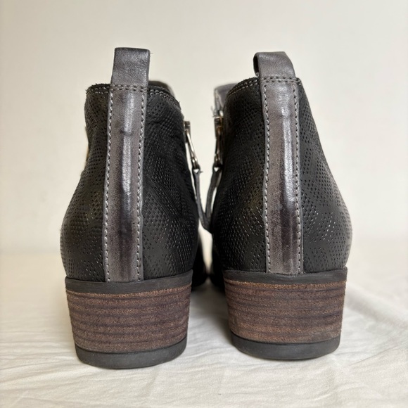 MIZ MOOZ Grey Black Double Zip Leather Ankle Bootie Boots 38 (7.5 & 8) - Picture 8 of 12